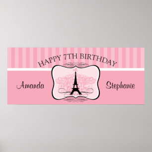 Póster Paris Carousel 7th Birthday Banner