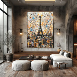 Póster Paris Eiffel Tower Abstract Drip Painting 