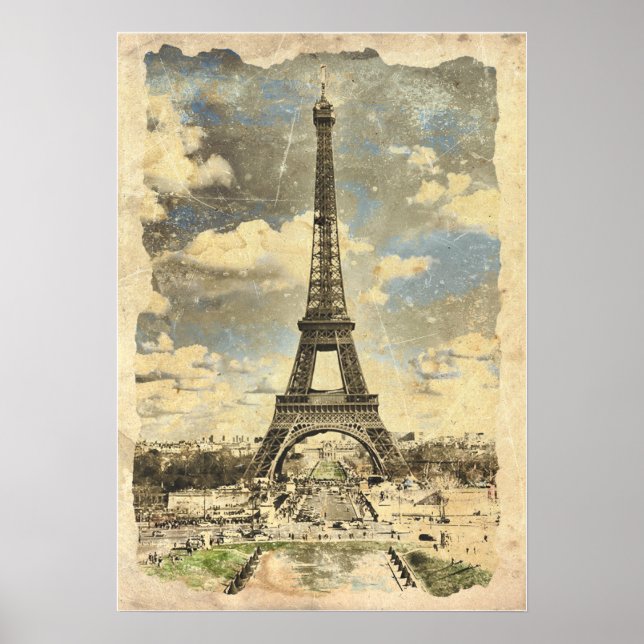 Póster Paris - Eiffel Tower - Vintage Inspired Art (Frente)