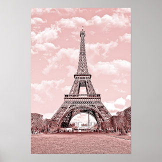Póster París en rosa, la Torre Eiffel