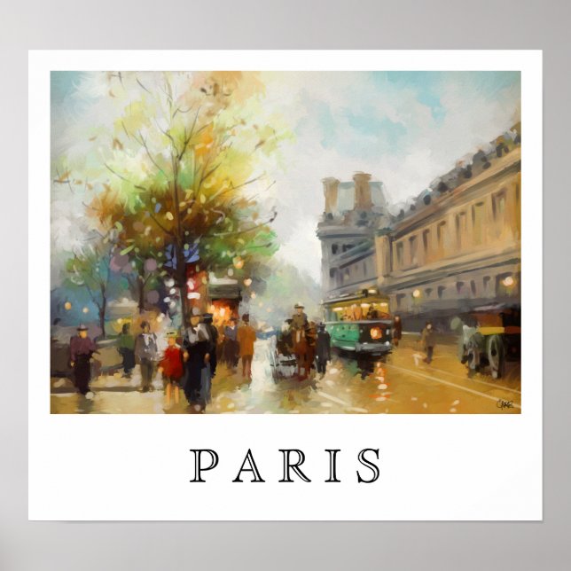 Póster París en un día lluvioso. Pintura de acuarela. Pós (Frente)