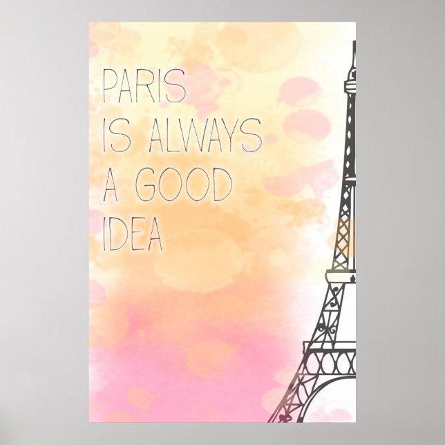 Póster PARIS es siempre una buena idea, acuarela (Frente)