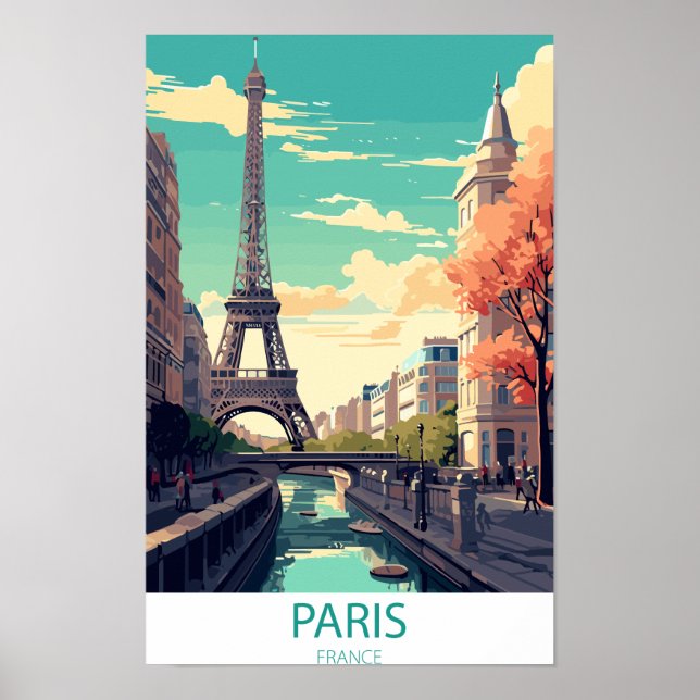 Póster Paris France, Eiffel Tower Travel Wall Poster (Frente)