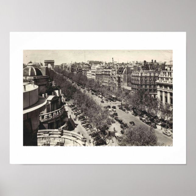 Póster Paris France L'Avenue des Champs-Elysses, años 50 (Frente)