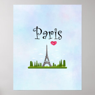 Póster París francés con Torre Eiffel