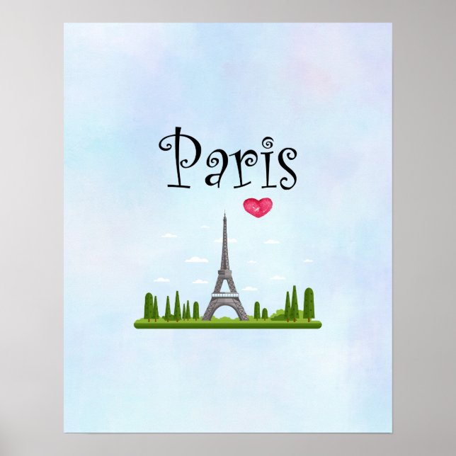 Póster París francés con Torre Eiffel (Frente)
