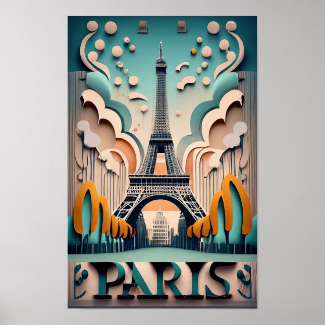 Póster París, Francia, ciudades del mundo, estilo vintage (Frente)