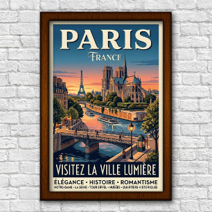 Póster París, Francia de viaje de la década de 1960