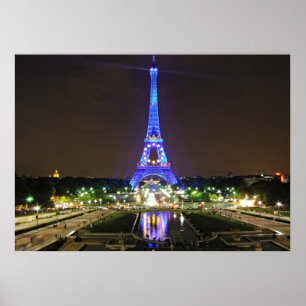 Póster París, Francia - Eiffel por la noche