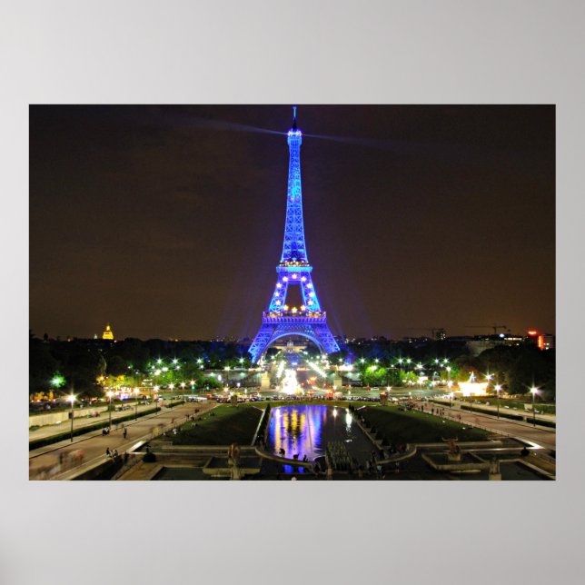 Póster París, Francia - Eiffel por la noche (Frente)