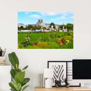 Póster París. Francia. Jardín de las Tullerías. Louvre