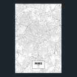 Póster París, Francia (negro sobre blanco)<br><div class="desc">Intrincados posters de ciudades delineadas solamente por sus caminos en bello detalle. Arte de Routelines copyright ©2012 Nicholas Rougeux. Los datos del mapa fuera de Estados Unidos son los colaboradores de © OpenStreetMap (http://www.openstreetmap.org),  CC BY-SA (http://creativecommons.org/licenses/by-sa/2.0/).</div>