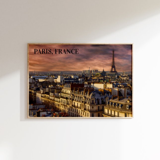 Póster Paris Francia Silueta Torre Eiffel Cielo Rosa (Subido por el creador)
