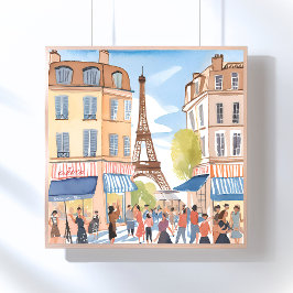 Póster París Francia Torre Eiffel | Acuarela Europea