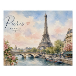 Póster París Francia Torre Eiffel río Sena 
