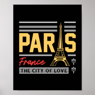 Póster París Francia Torre Eiffel Tipografía de Viajes Re
