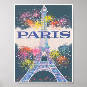 Póster París Francia, Torre Eiffel, Viajes de época