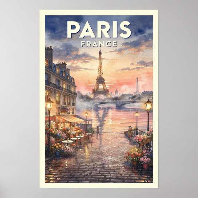 Póster París Francia Viaje Vintage (Frente)