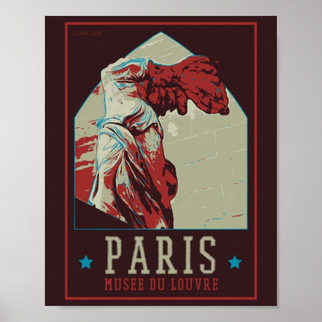 Póster París Francia, victoria alada Museo del Louvre (Frente)