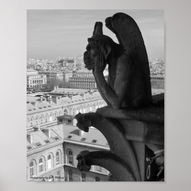 Póster Paris Gargoyle B&W (Frente)