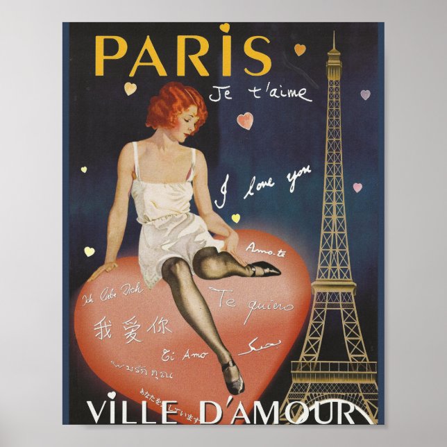 Póster Paris je t' aime, old poster. (Frente)
