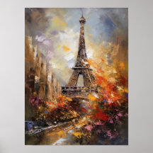 París La Torre Eiffel Pintura Al Óleo Abstracta