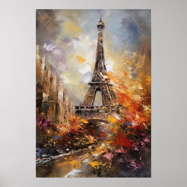 Póster París La Torre Eiffel Resumen De La Pintura De Ace (Frente)