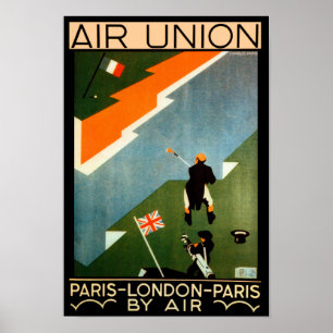 Póster París - Londres - París por aire