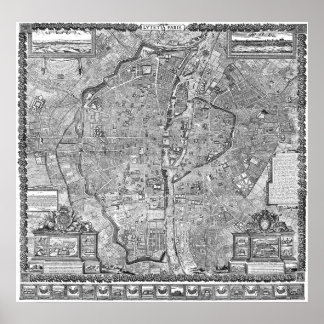 Póster Paris Map 1652