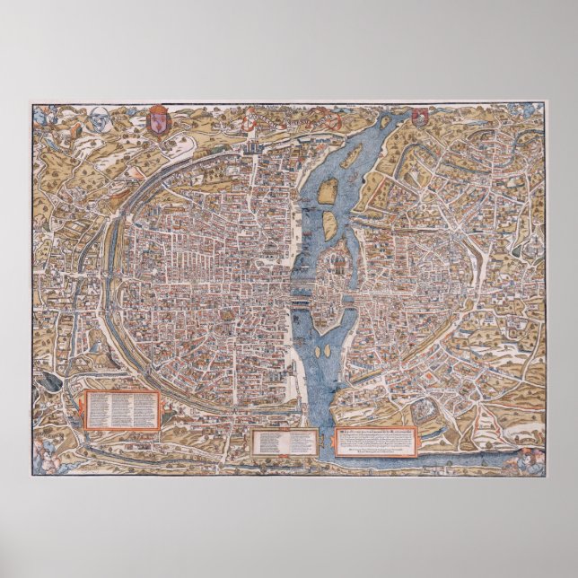Póster PARIS MAP c. 1555 (Frente)