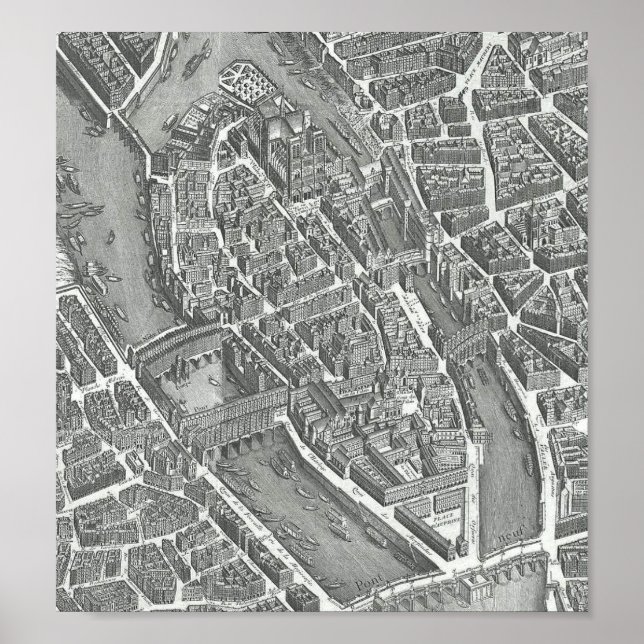 Póster París map Vintage - Île Cité de la (Frente)