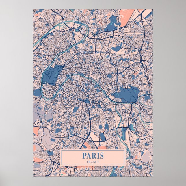 Póster París - Mapa de la ciudad de Breezy en Francia (Frente)