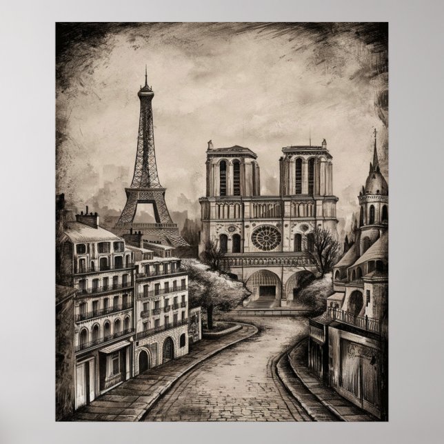 Póster París Poster Blanco Y Negro (Frente)