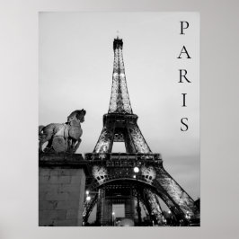 Póster París romántico iluminar la Torre Eiffel Blanco ne