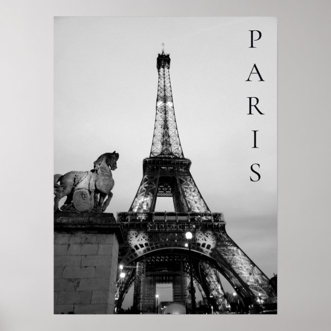 Póster París romántico iluminar la Torre Eiffel Blanco ne (Frente)