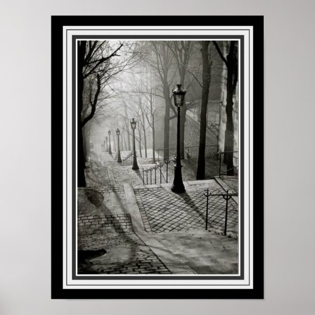 Póster Paris Sidewalk 1936 B&W Photograph (Frente)