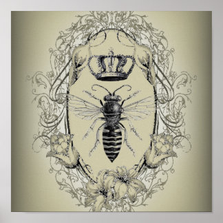 Póster paris steampunk beekeeper french bee queen corwn