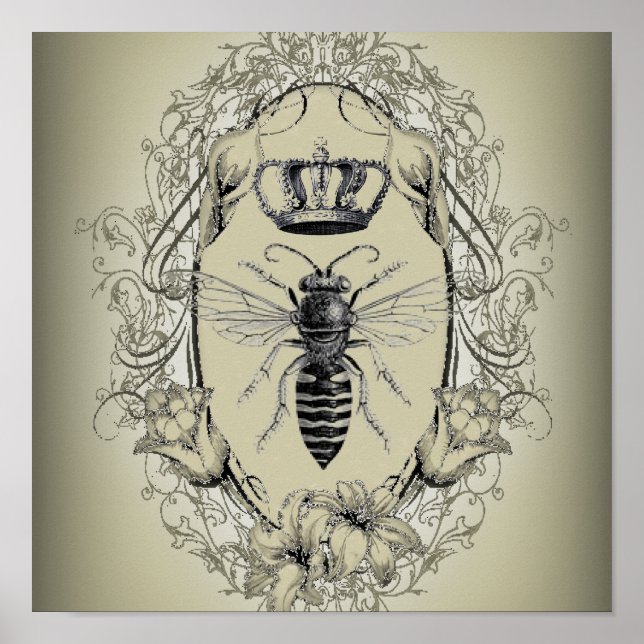 Póster paris steampunk beekeeper french bee queen corwn (Frente)