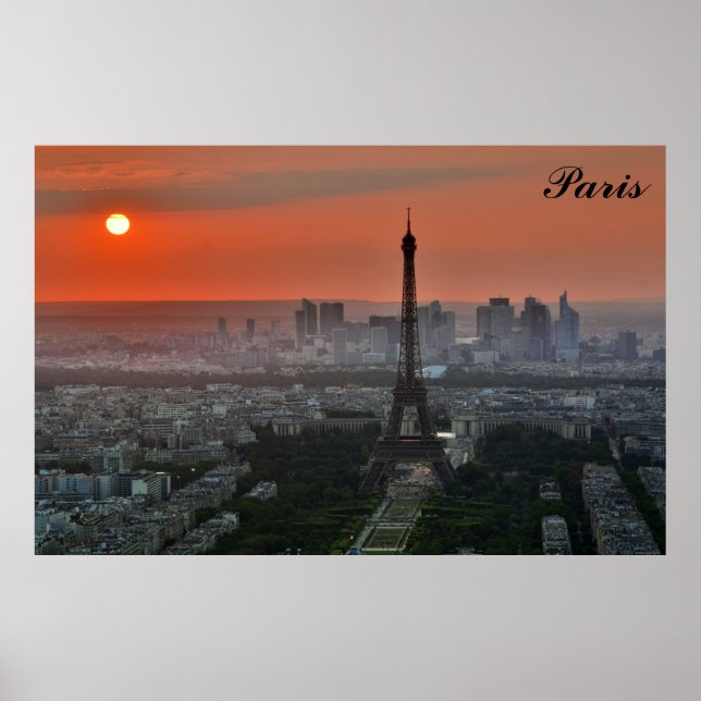 Póster Paris Sunset Eiffel Tower France Photo (Frente)