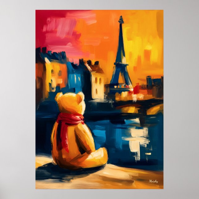 Póster Paris Teddy Fauvist Eiffel Tower Sunset Print (Frente)