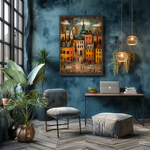 Póster Paris: The City of Light - Whimsical Art