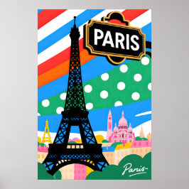 Póster Paris Travel   Pop Art