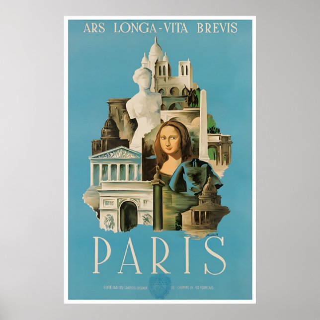 Póster Paris Travel Poster Wall Art France Print Home (Frente)