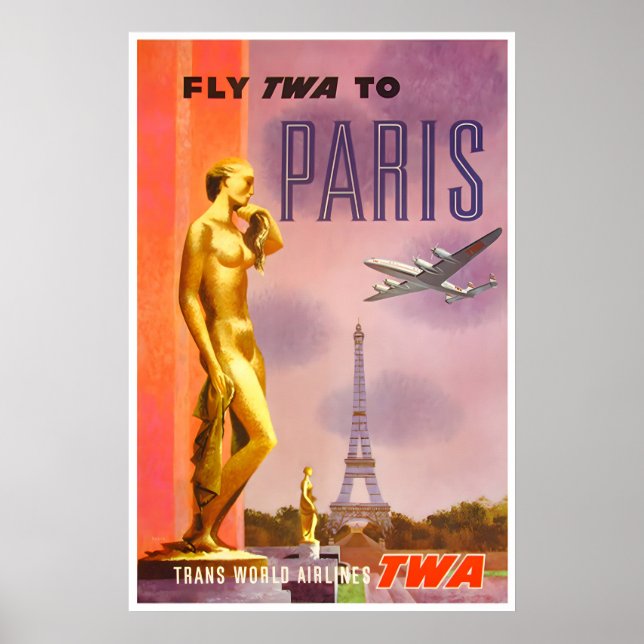 Póster Paris TWA Poster France Travel Art French Print (Frente)