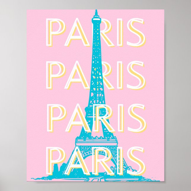 Póster París Viajes Arte, Viajes, Preppy, Rosa (Frente)