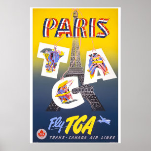 Póster París - Vuelo de TCA 1951 con estilo vintage de vi
