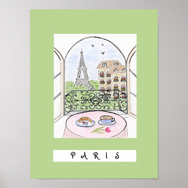 Póster París y la Torre Eiffel "PARIS" (Frente)