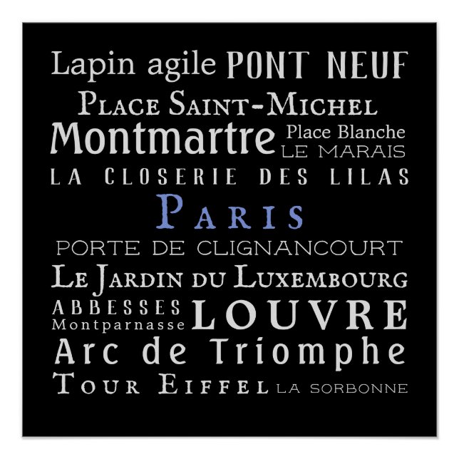 Póster París y sus puntos de referencia (Anverso)