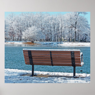 PÓSTER PARK BENCH CON VISTAS AL LAGO HASTA INVIERNO WONDE
