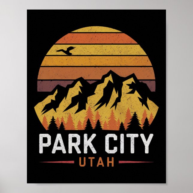 Póster Park City Utah Mountains Ski Hiking Camping Trip S (Frente)
